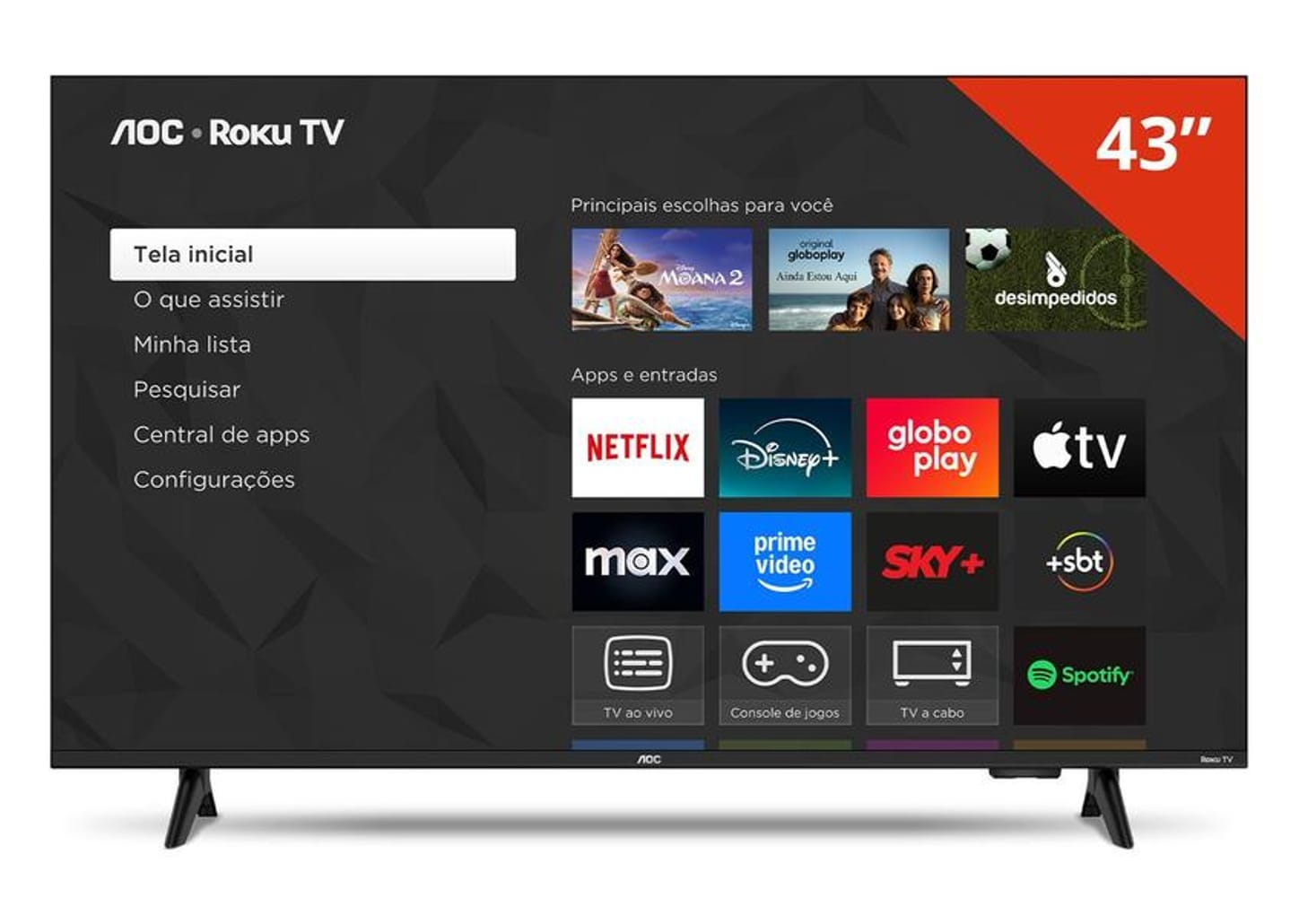 Smart TV 43" AOC Full HD DLED 43S5155/78G Roku TV 2025