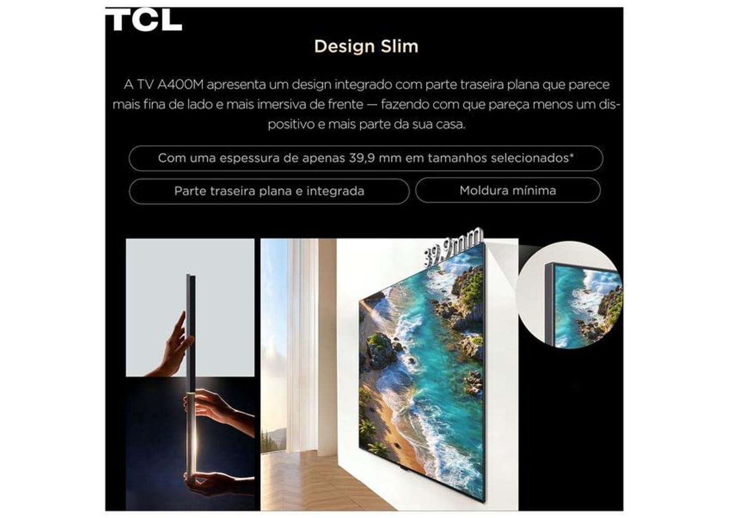 Smart TV 85" TCL 4K UHD Mini LED 85A400M Google TV 2026