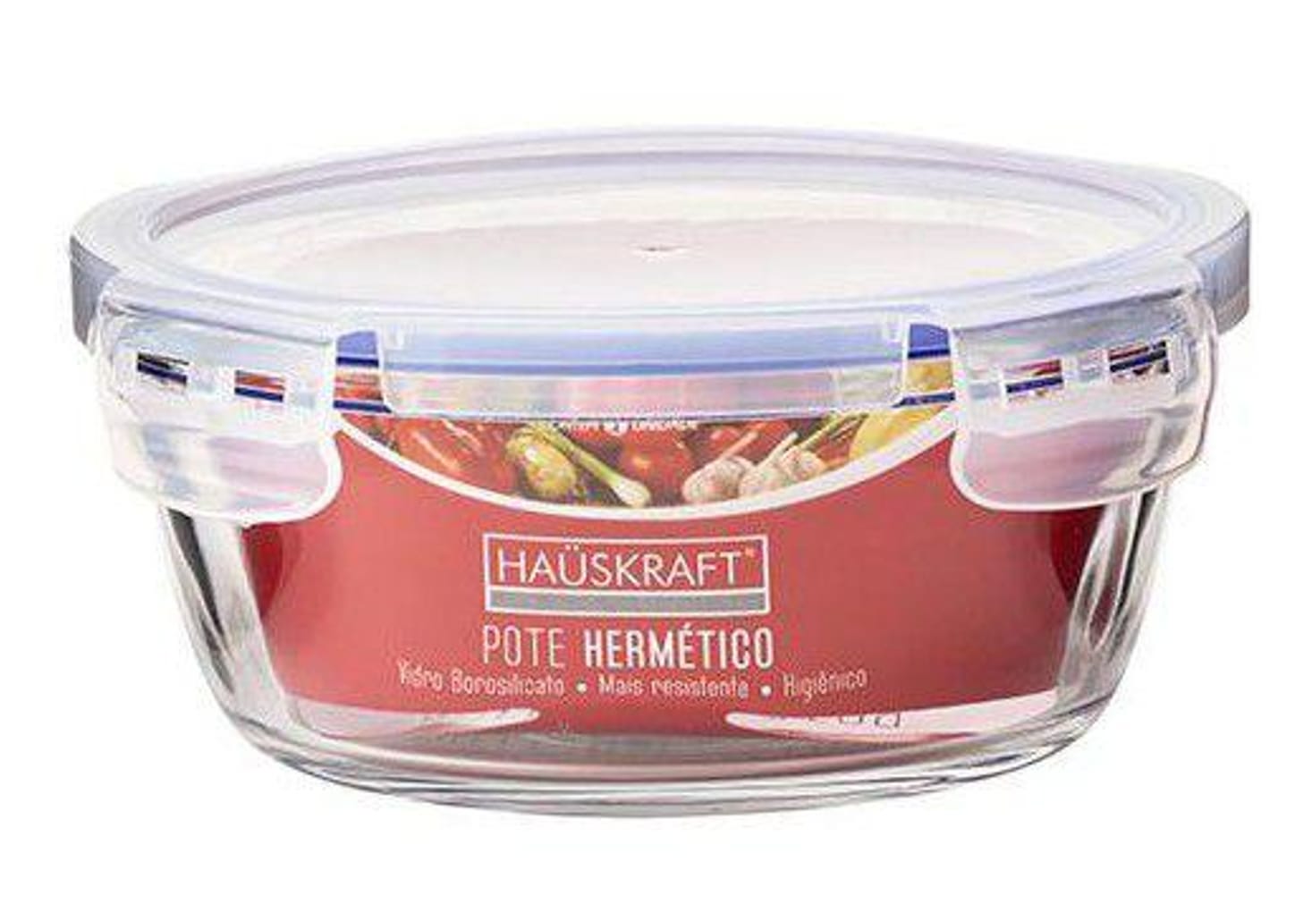 Pote de Vidro Hermético Hauskraft com Tampa - Redondo 1L