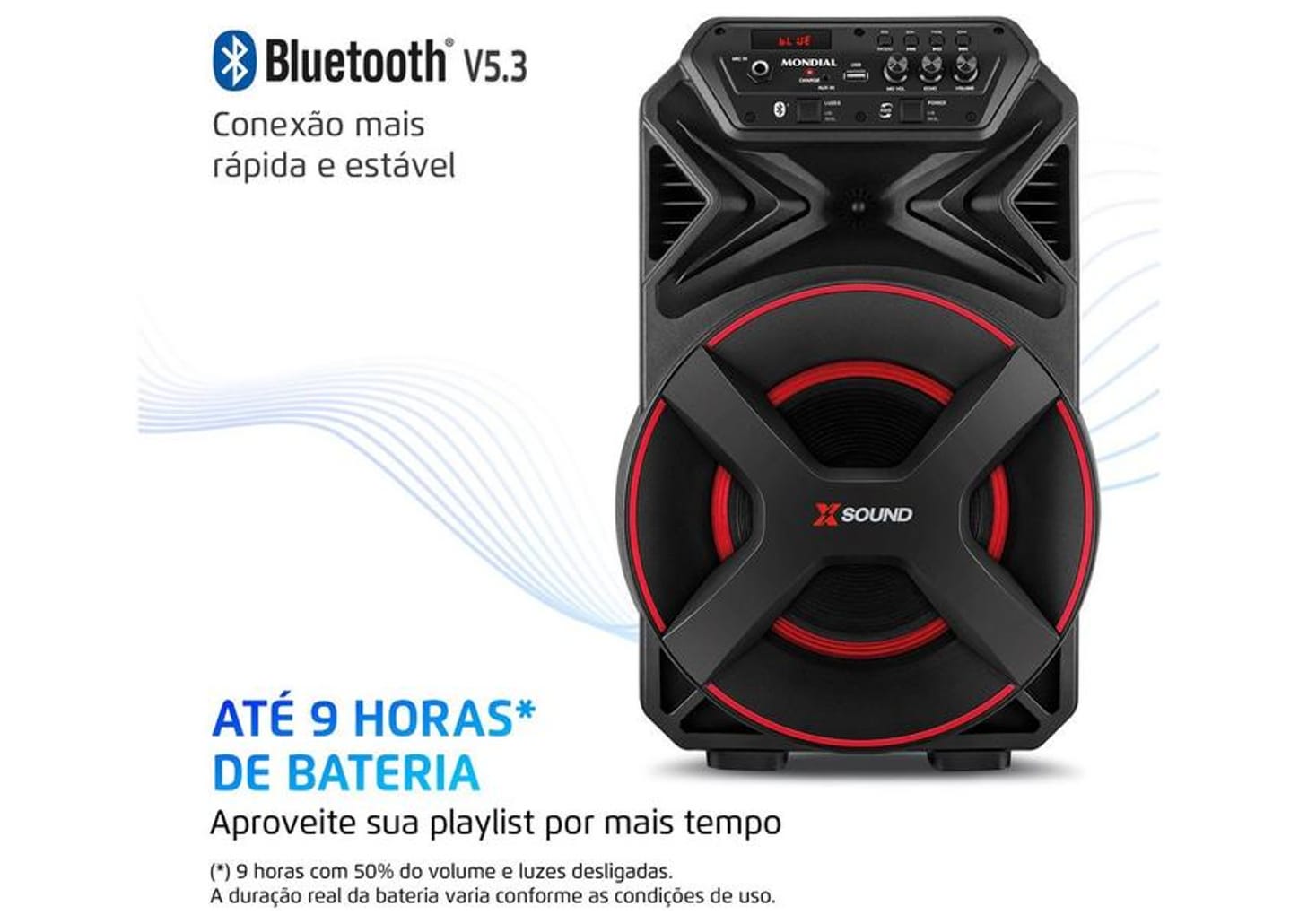 Caixa de Som Amplificada Bluetooth Mondial XSound CM-300-N 300W RMS USB