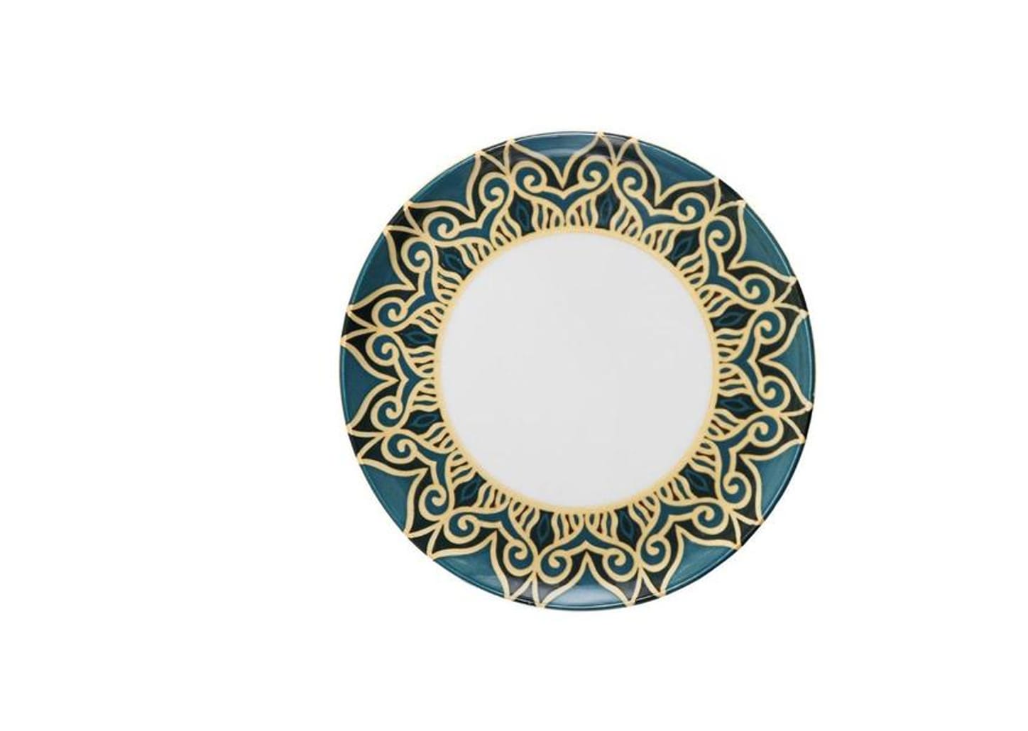Aparelho de Jantar e Chá 20 Peças Oxford Redondo Cerâmica Verde-turquesa e Dourado Flat Gálata