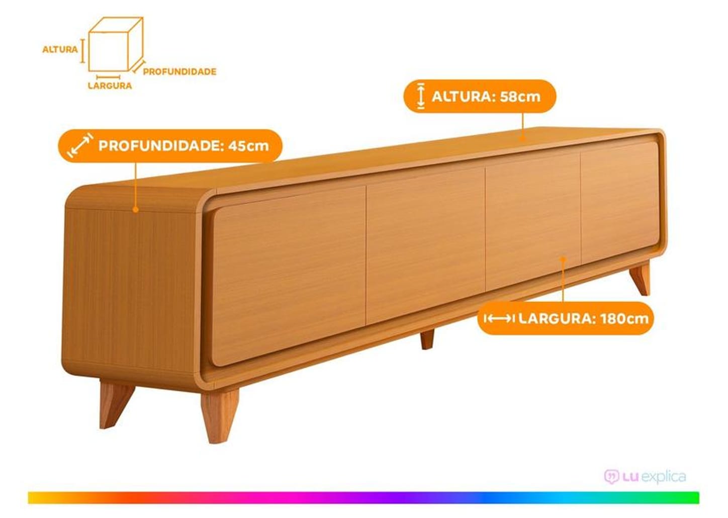 Rack para TV até 75" 4 Portas EDN Móveis Sense 1.8