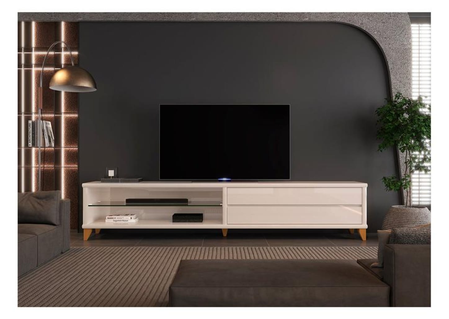 Rack para TV até 75" 2 Gavetas EDN Móveis Eifell 1,80