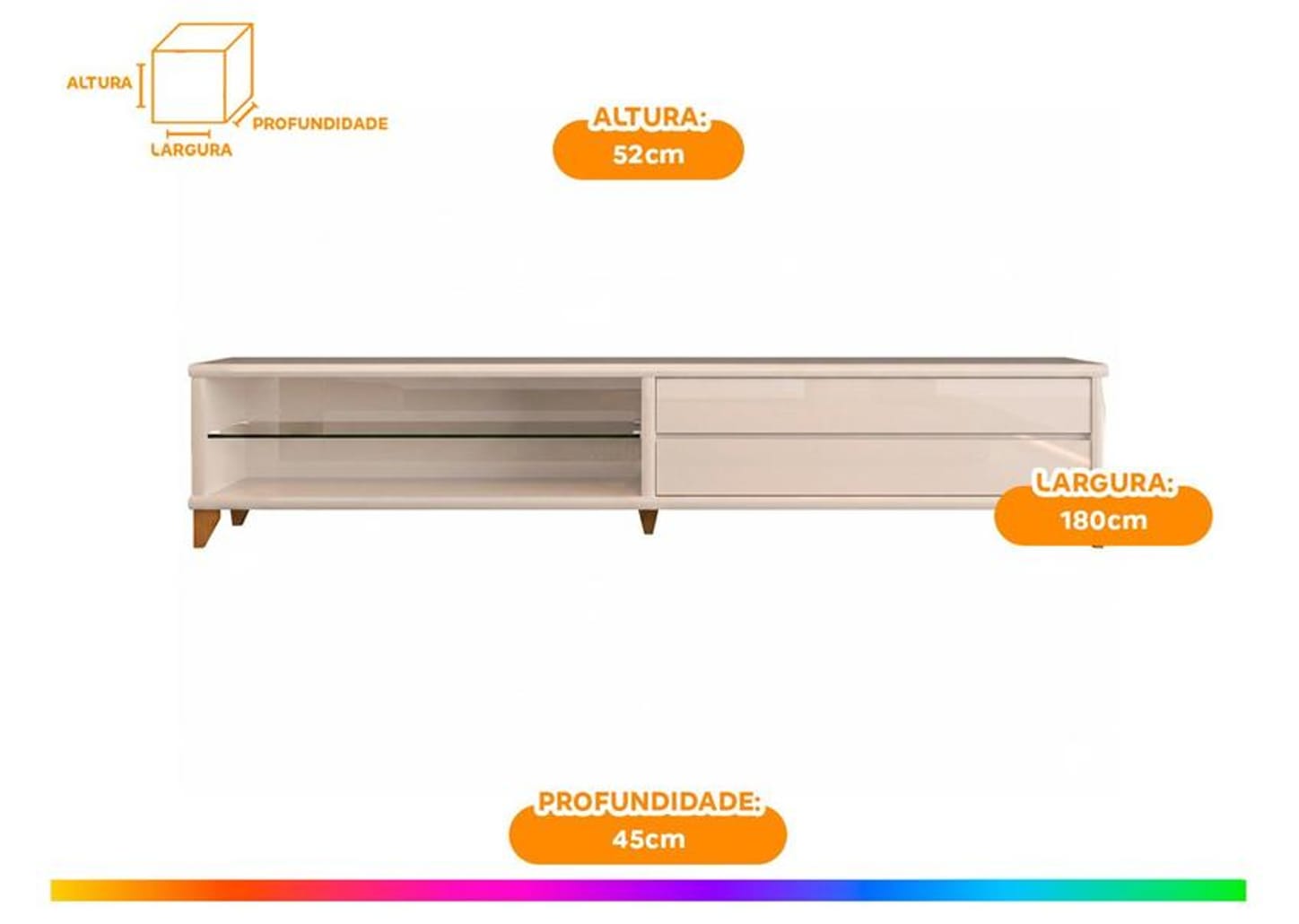 Rack para TV até 75" 2 Gavetas EDN Móveis Eifell 1,80