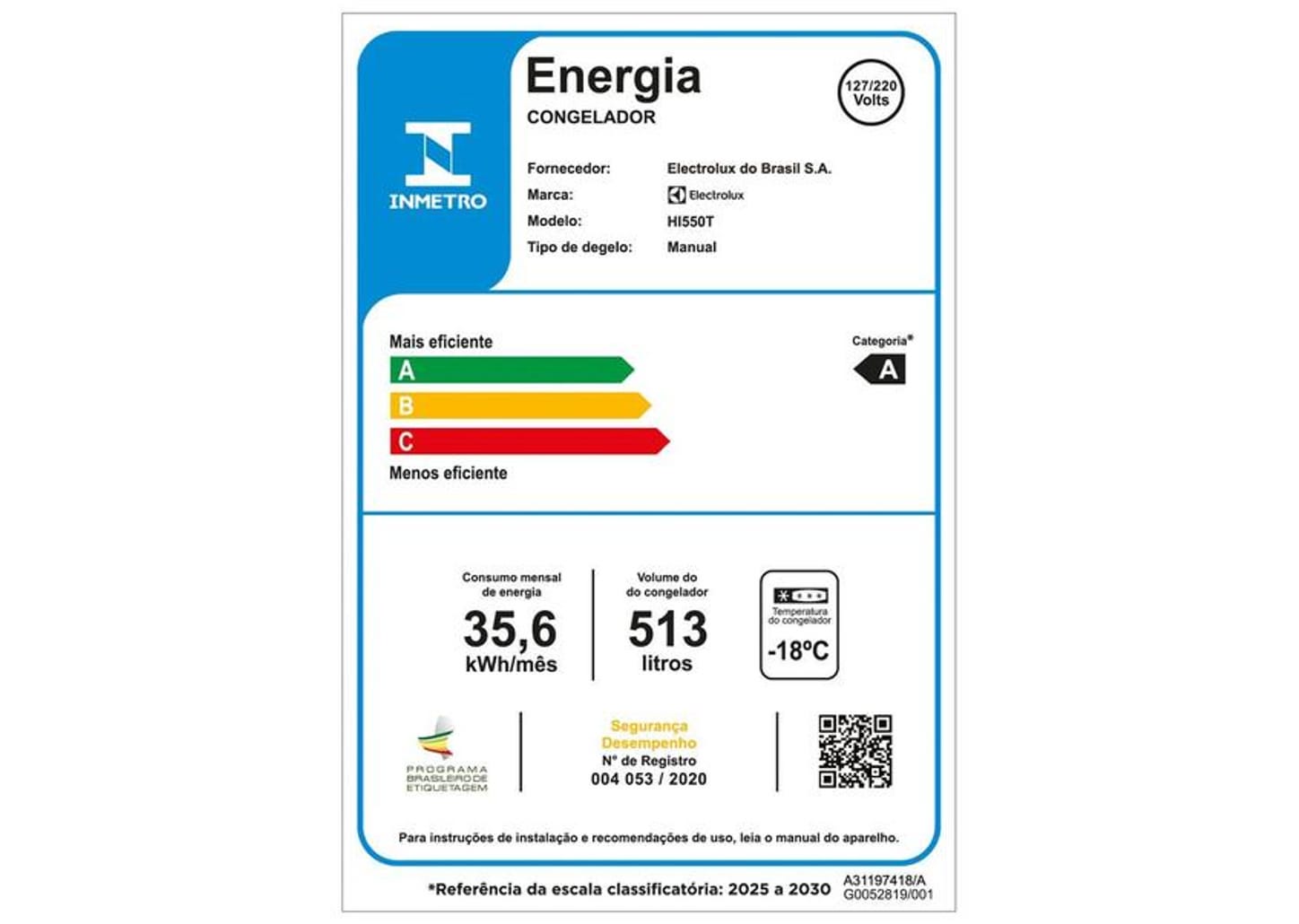 Freezer Horizontal Electrolux 513L 1 Porta Inverter HI550T