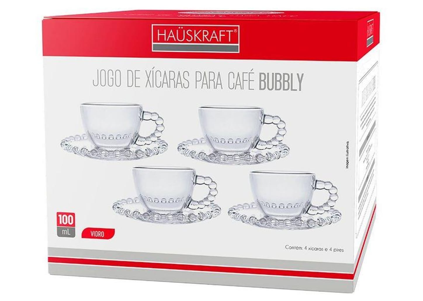 Jogo de Xícaras de Café 100ml Hauskraft Bubbly 4 Peças