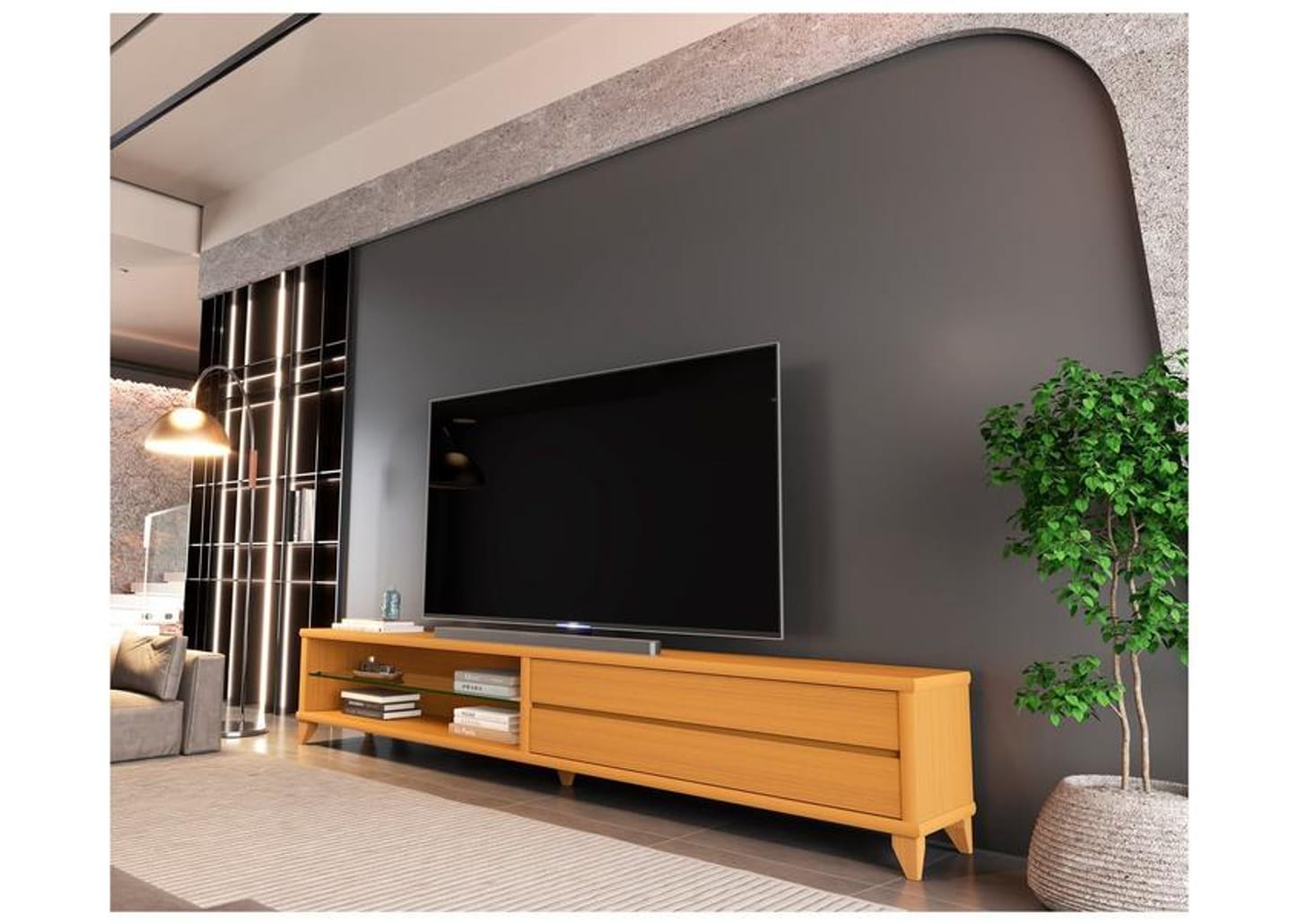 Rack para TV até 85" 2 Gavetas EDN Móveis Eifell 2.6