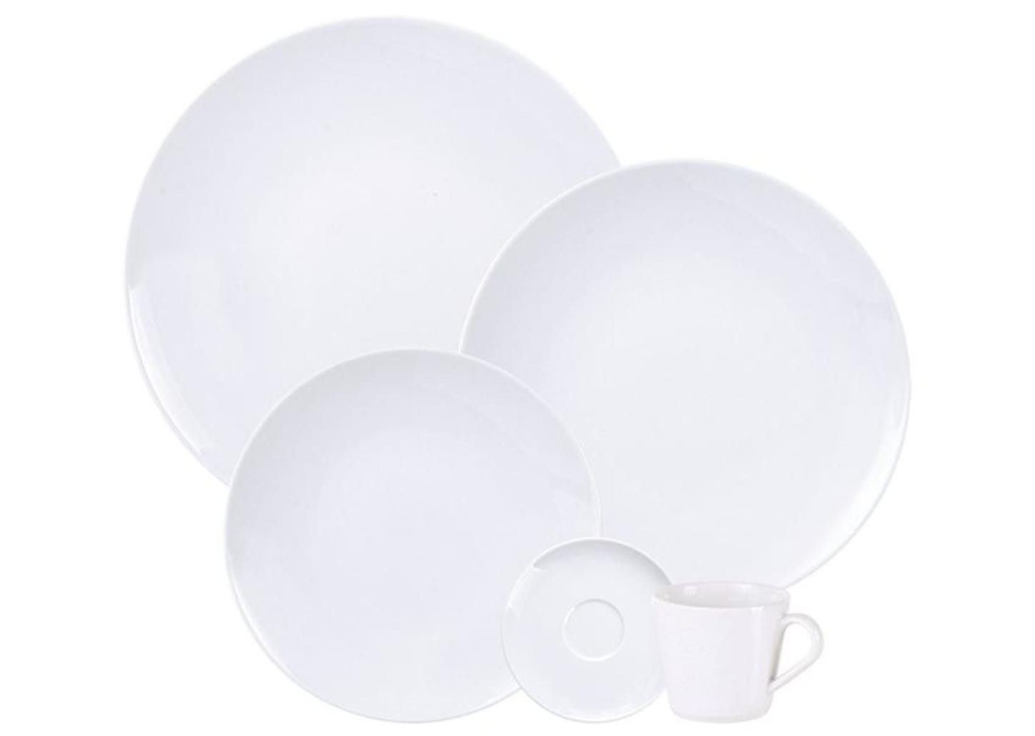 Aparelho de Jantar e Chá 20 Peças Tramontina Redondo Porcelana Branco Leonora