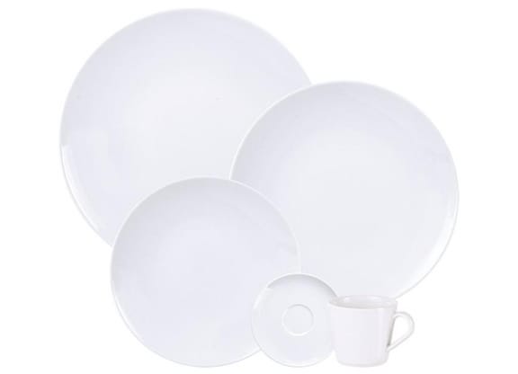 Aparelho de Jantar e Chá 20 Peças Tramontina Redondo Porcelana Branco Leonora
