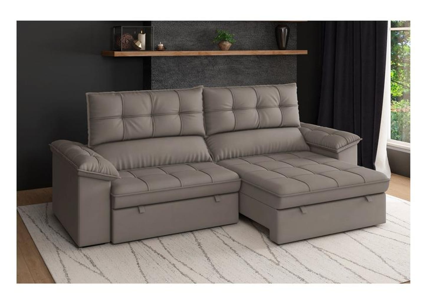 Sofá 5 Lugares Retrátil Reclinável Slim Milano BestHouse Sofás