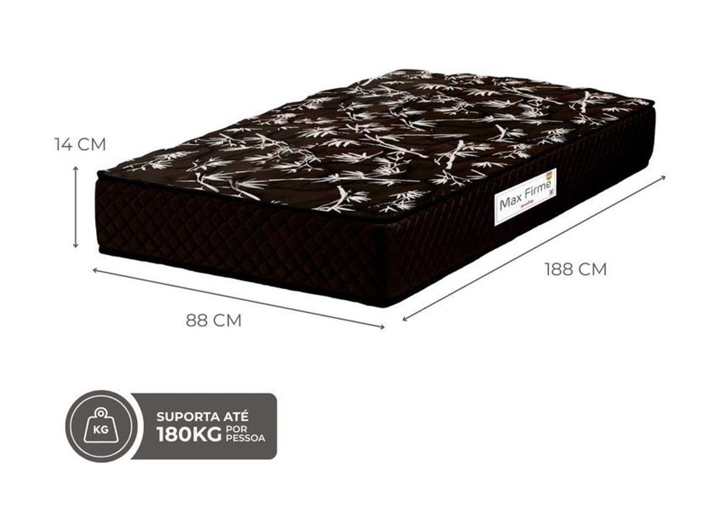 Colchão Solteiro Padrão Prorelax de Espuma D65 14x88x188cm Max Firme