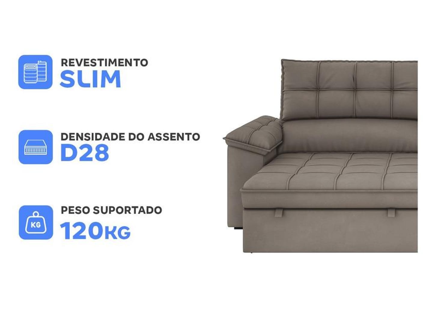 Sofá 5 Lugares Retrátil Reclinável Slim Milano BestHouse Sofás