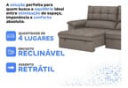 Sofá 4 Lugares Retrátil Reclinável Slim Milano BestHouse Sofás