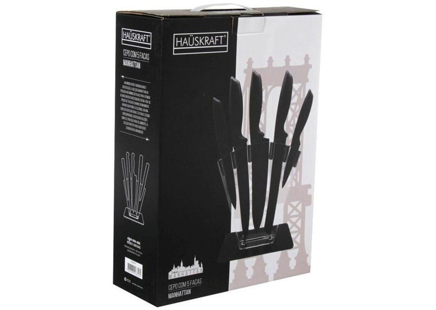 Jogo de Facas Hauskraft Inox com Cepo Manhattan 6 Peças