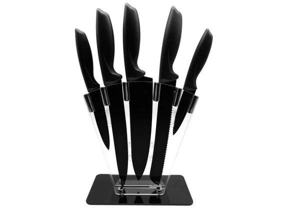 Jogo de Facas Hauskraft Inox com Cepo Manhattan 6 Peças