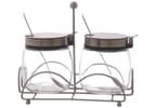 Porta-Temperos de Vidro e Inox 4 Peças com Suporte Hauskraft