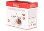 Porta-Temperos de Vidro e Inox 4 Peças com Suporte Hauskraft