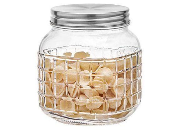 Pote de Vidro e Inox Hauskraft com Tampa Redondo 1L POTE-095
