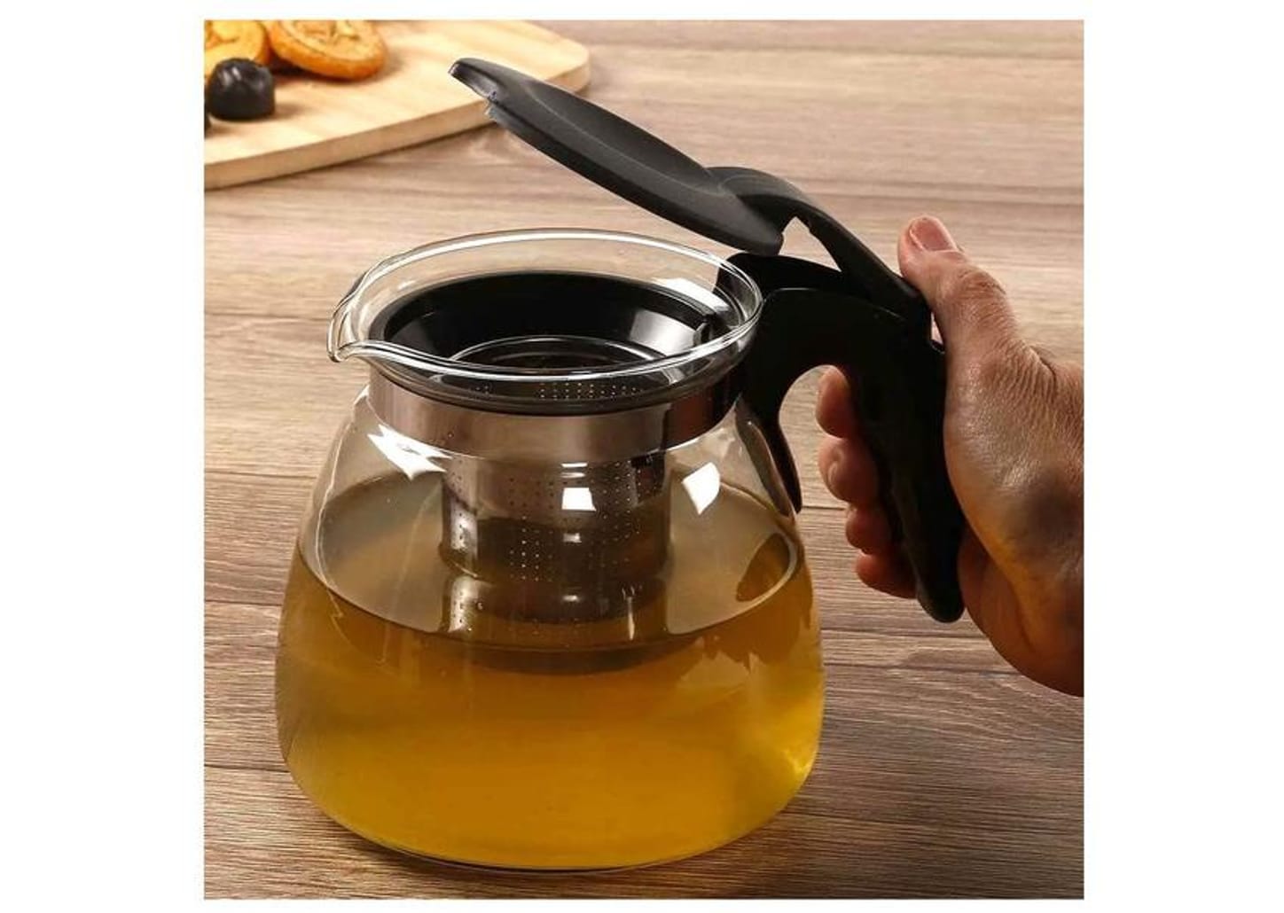 Chaleira Hauskraft de Vidro com Infusor Transparente e Preto 1L Venice