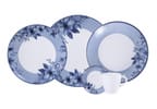 Aparelho de Jantar 20 Peças Tramontina Redondo de Porcelana Branco e Azul Lavínia