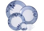 Aparelho de Jantar 20 Peças Tramontina Redondo de Porcelana Branco e Azul Lavínia