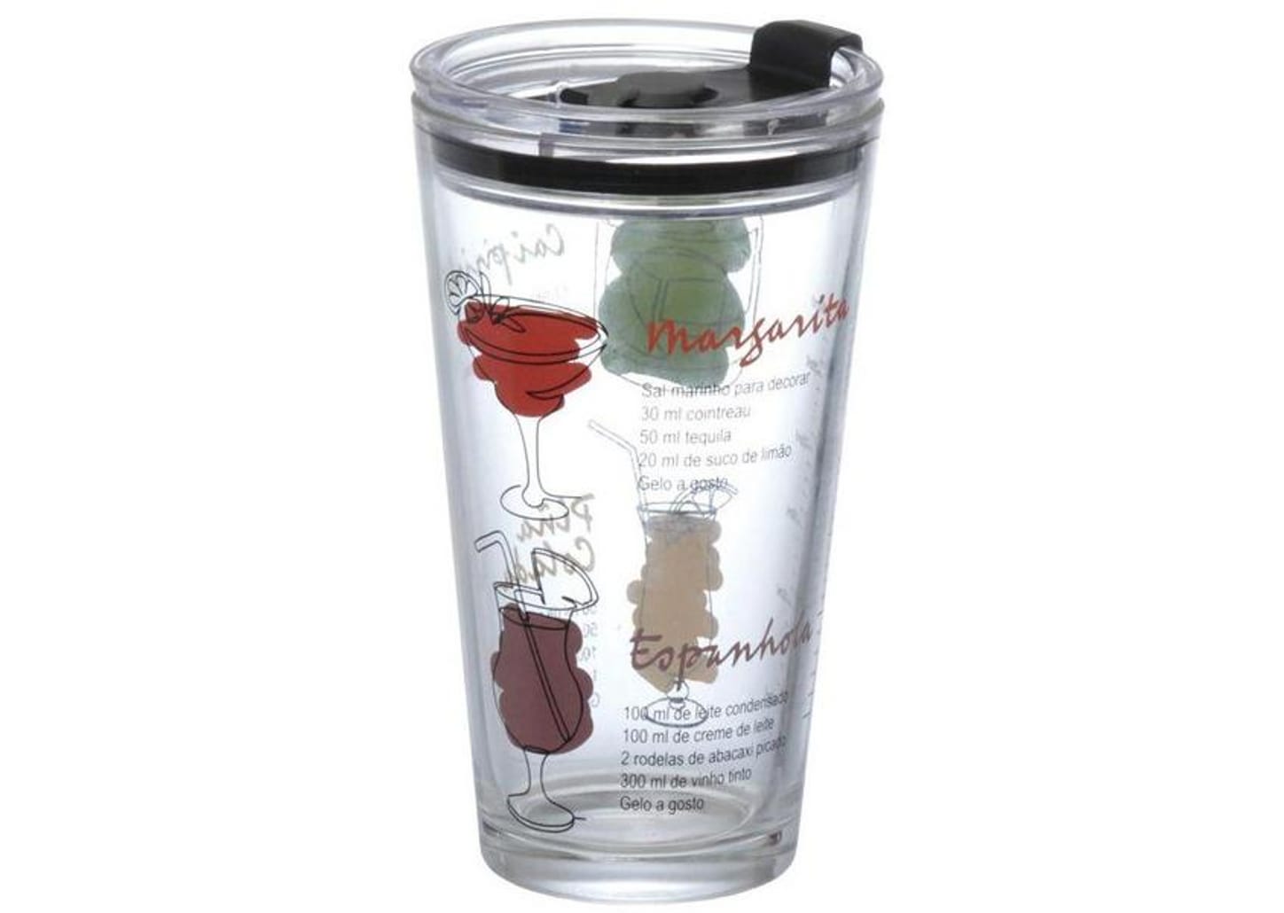 Copo de Vidro com Tampa Hauskraft Celebrate 450ml