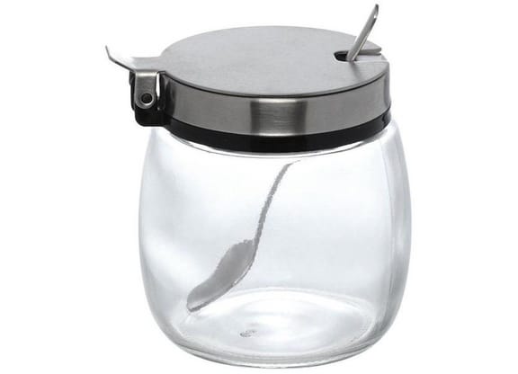 Açucareiro de Vidro e Inox com Colher Western Home Hollie