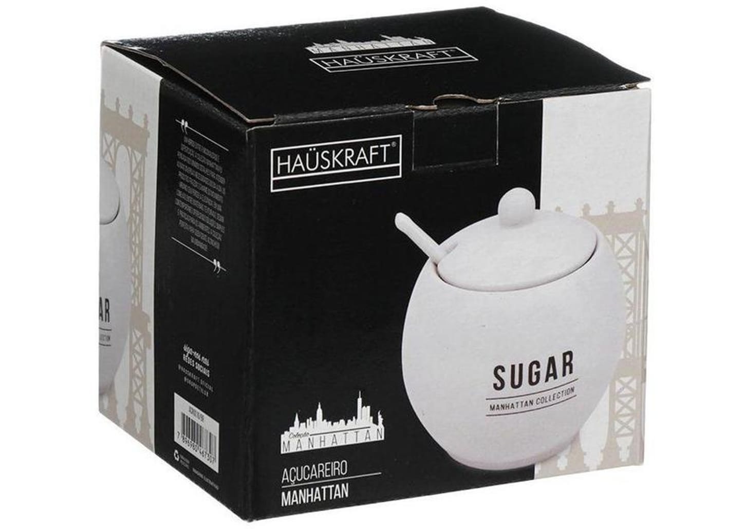 Açucareiro de Porcelana com Colher Hauskraft Manhattan