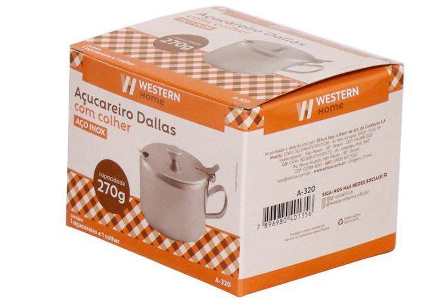 Açucareiro Inox com Tampa Western Home Dallas