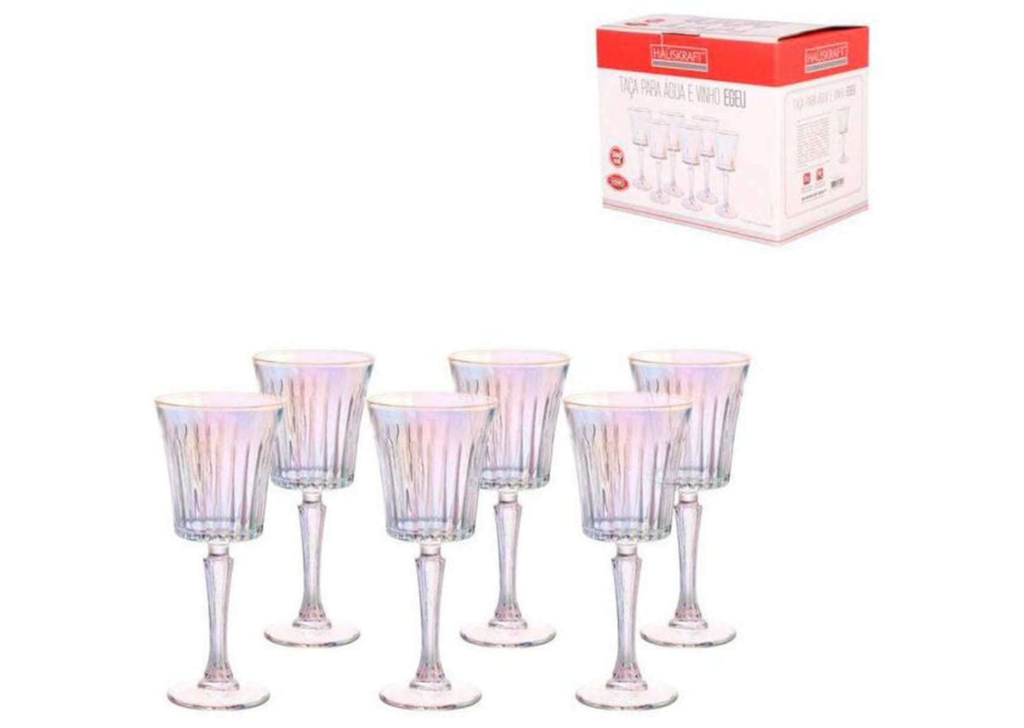 Jogo de Taças de Vidro para Vinho Rainbow 260ml 6 Peças Hauskraft Egeu