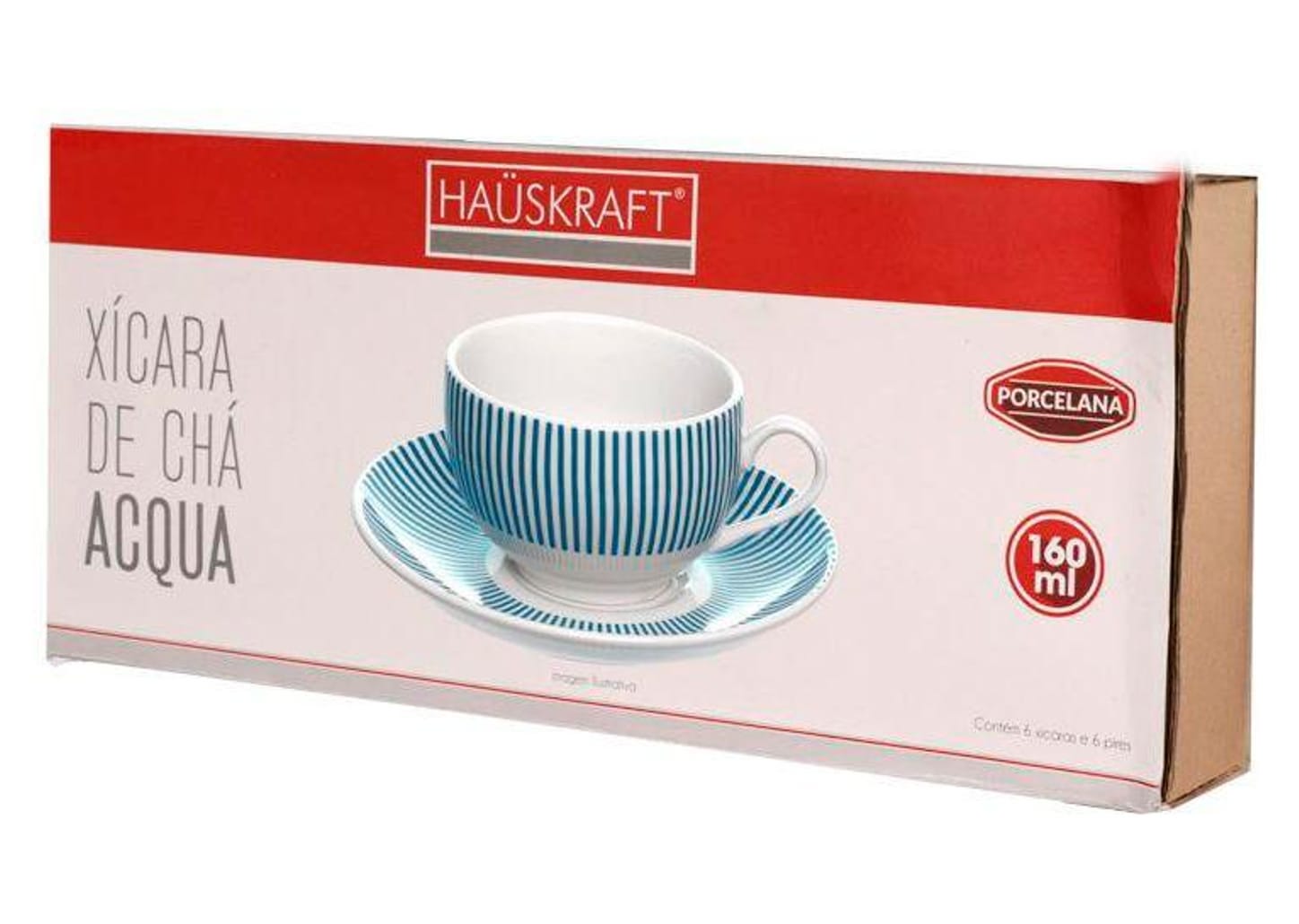 Jogo de Xícaras de Chá de Porcelana 160ml Hauskraft Acqua 6 Peças
