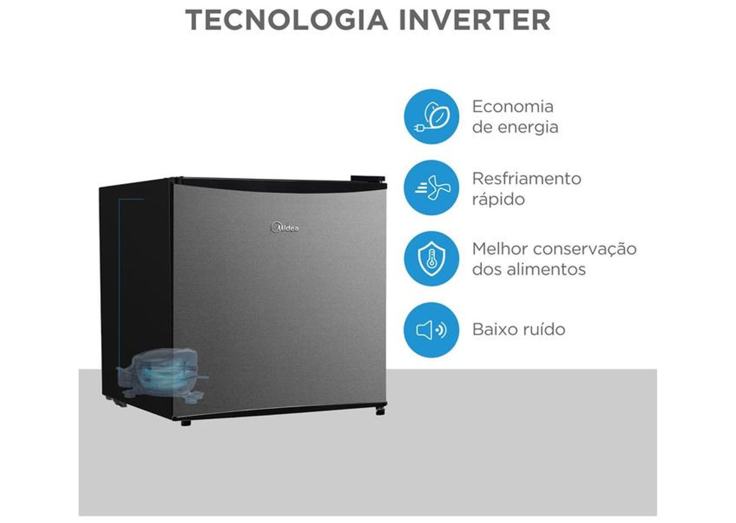 Frigobar Midea 45L Preto e Prata MDRD086FGD503