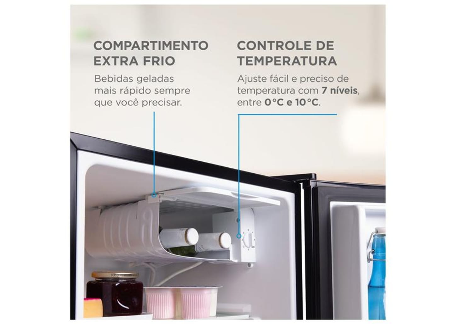 Frigobar Midea 45L Preto e Prata MDRD086FGD503