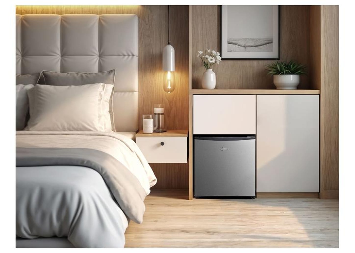 Frigobar Midea 45L Preto e Prata MDRD086FGD503