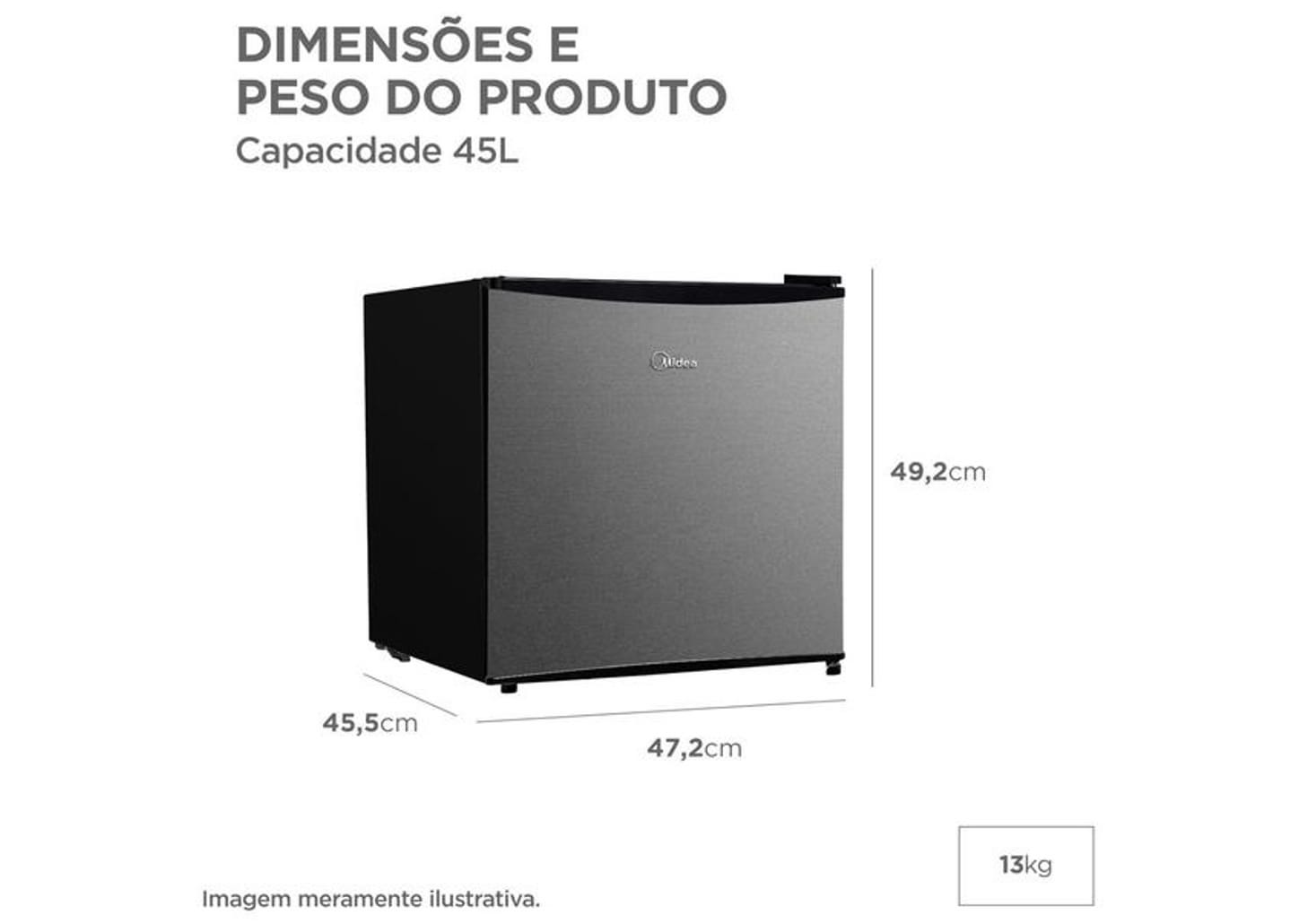 Frigobar Midea 45L Preto e Prata MDRD086FGD503