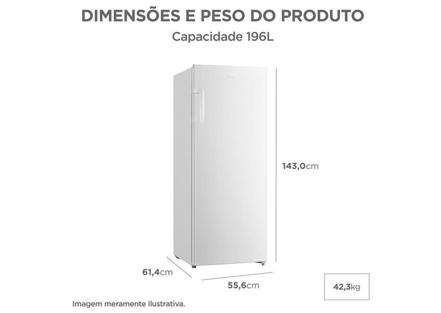 Freezer Vertical Midea 196L 1 Porta Inverter MDRU276FZA013