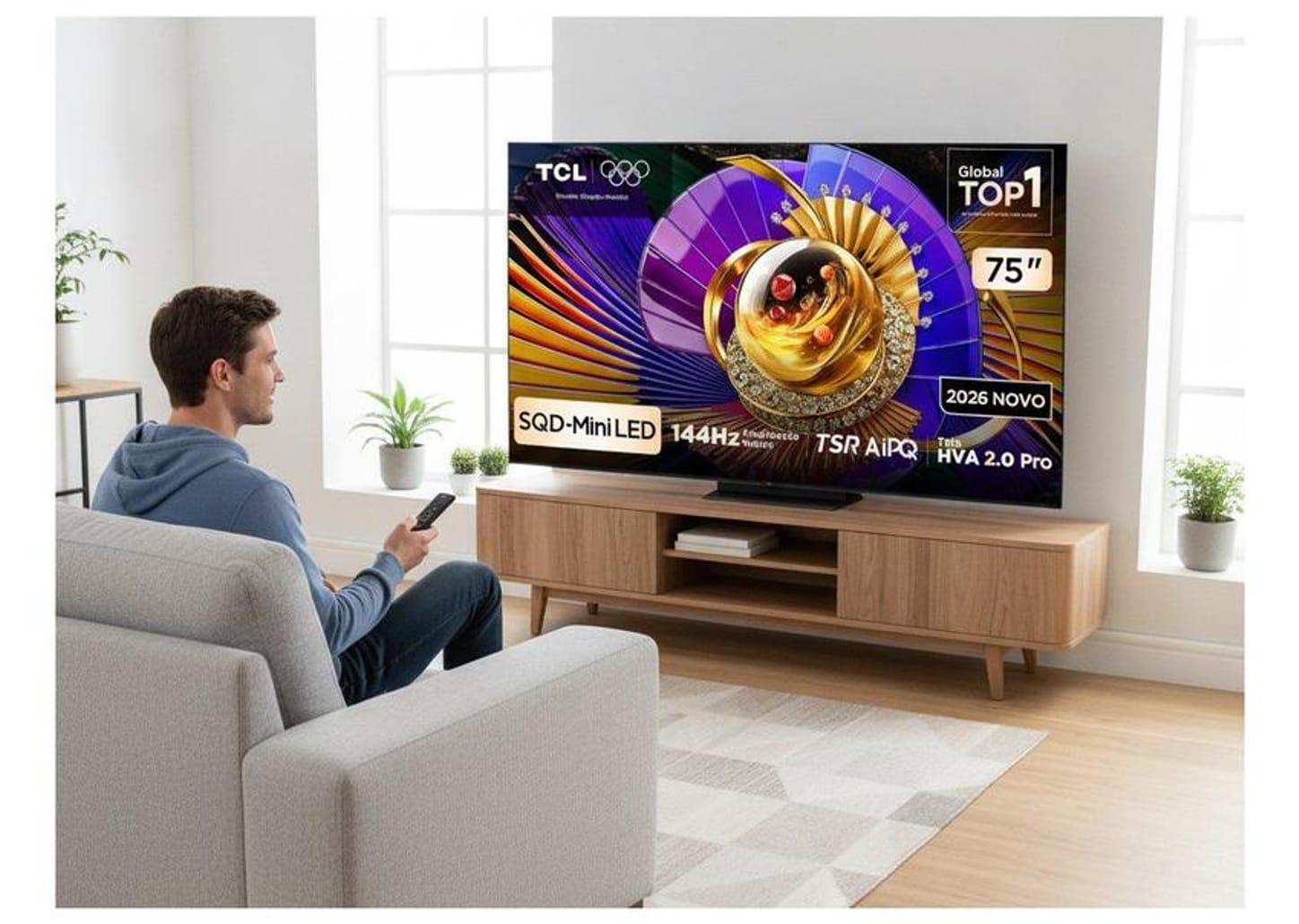 Smart TV 75" TCL 4K UHD SQD-Mini LED 75C7L Google TV 2026