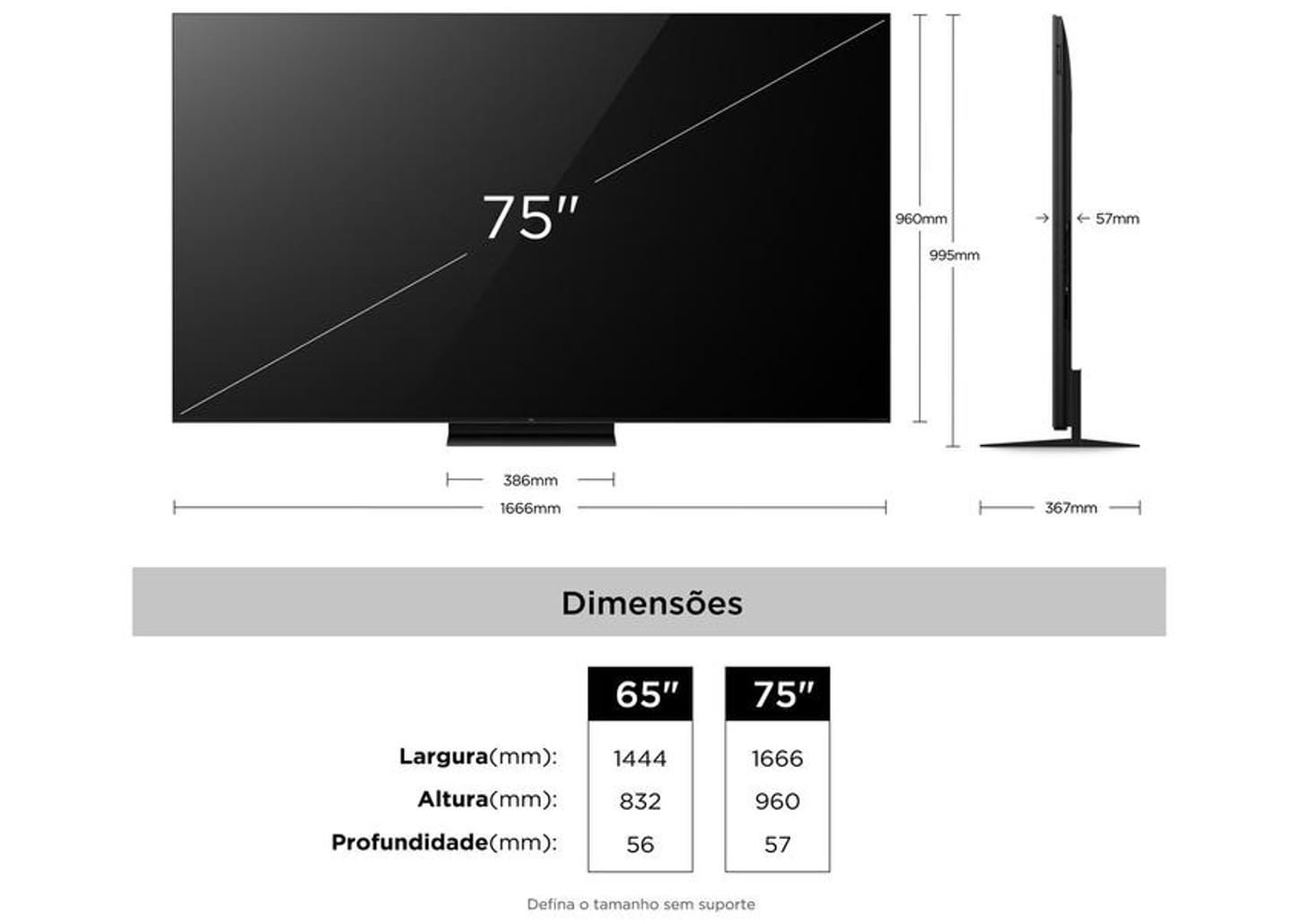 Smart TV 75" TCL 4K UHD SQD-Mini LED 75C7L Google TV 2026