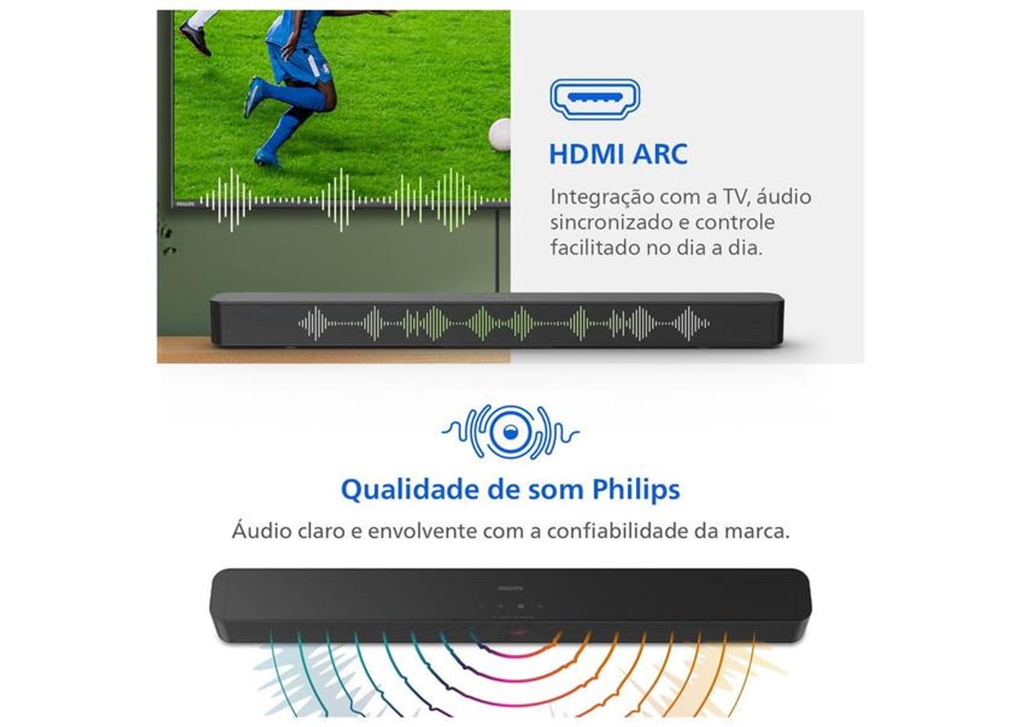 Soundbar Philips TAB4000/78 2.0 Canais Bluetooth 60W Preto