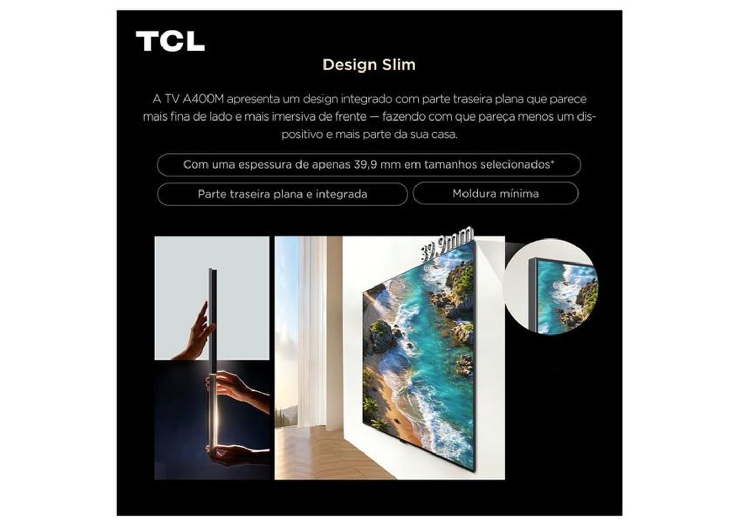 Smart TV 98" TCL 4K UHD QD-Mini LED 98A400M Google TV 2026