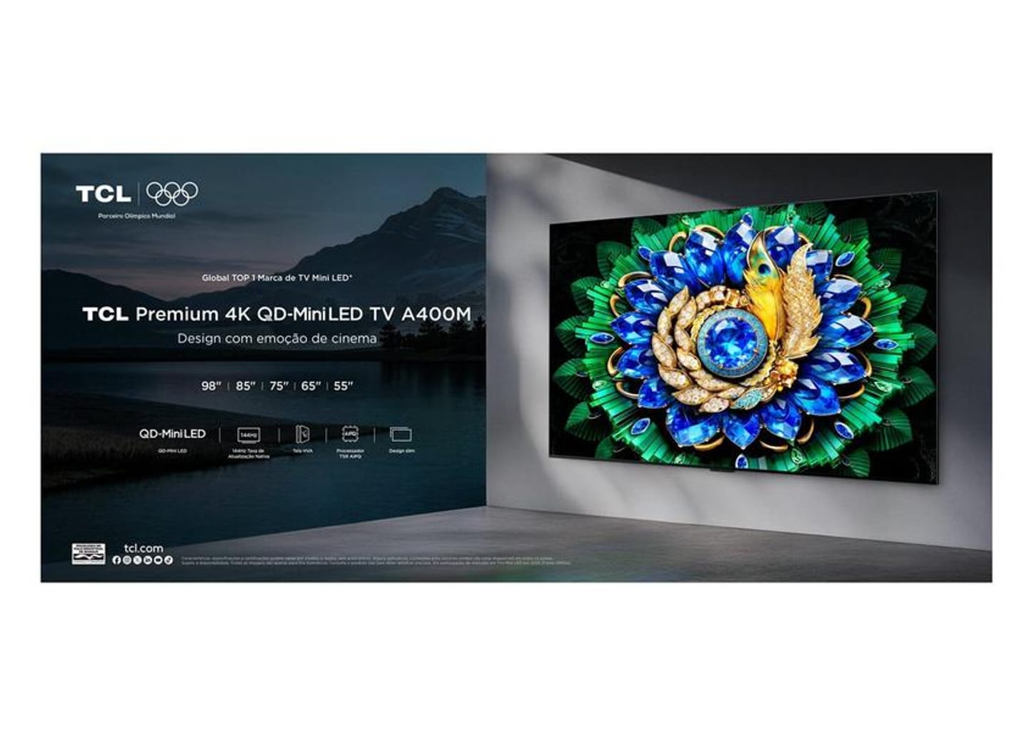 Smart TV 98" TCL 4K UHD QD-Mini LED 98A400M Google TV 2026