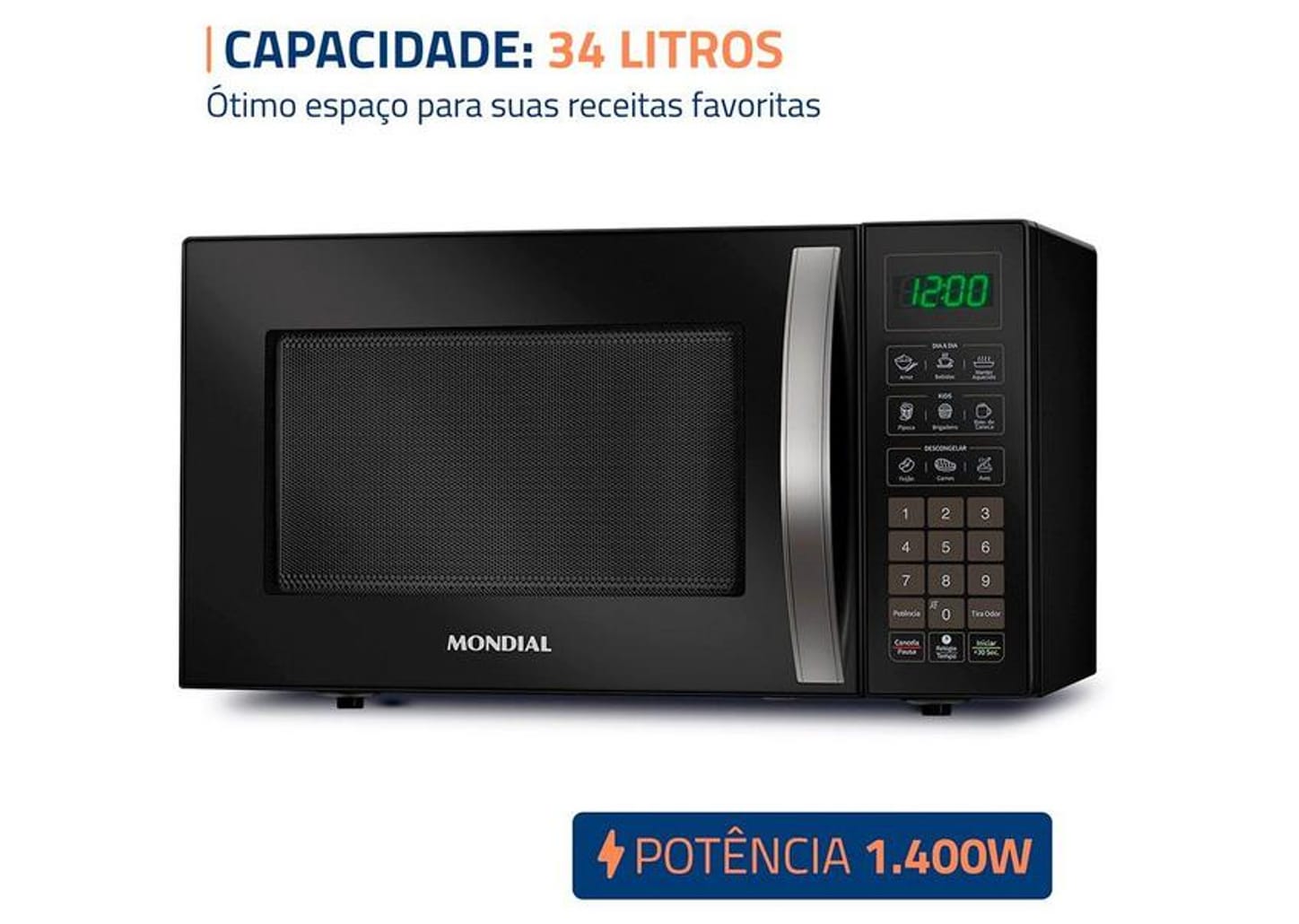 Micro-ondas Mondial 34L Preto MO-02-34-B